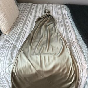 Show Me Your MuMu Satin Olive Dress